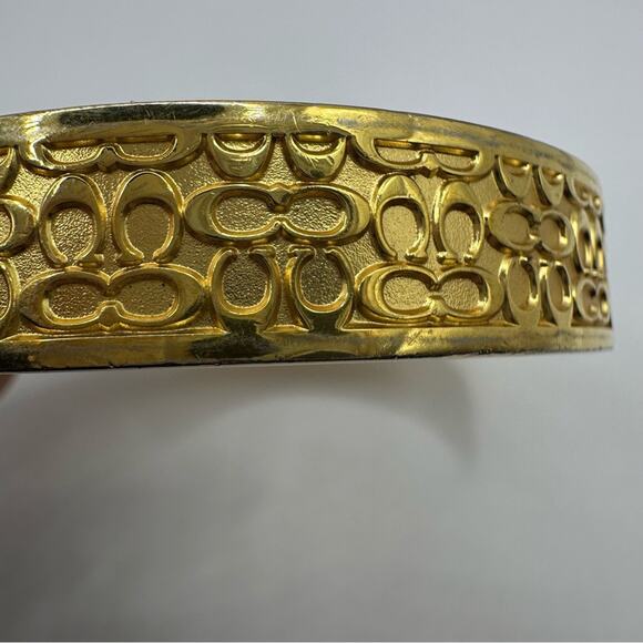 Coach Designer Gold Monogram C’s Bangle Bracelet Minimalist Quiet Luxury C - Picture 5 of 12